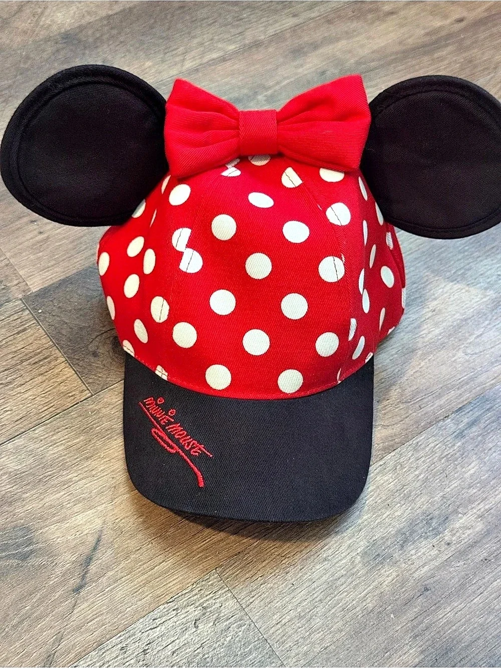 Disney Parks Minnie Mouse Ears Red & Black Polka Dot Hat Youth